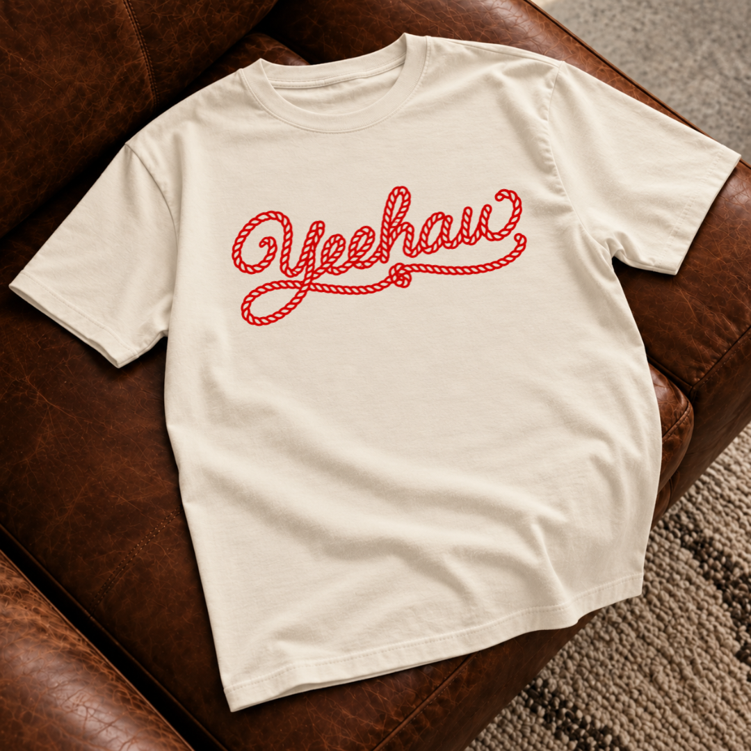 Yeehaw Red Rope Script T-Shirt