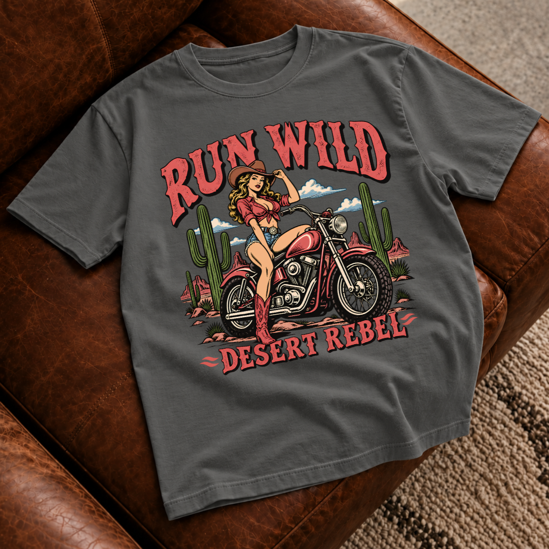 Run Wild Cowgirl Motorcycle T-Shirt