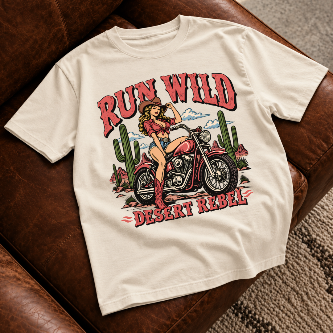 Run Wild Cowgirl Motorcycle T-Shirt
