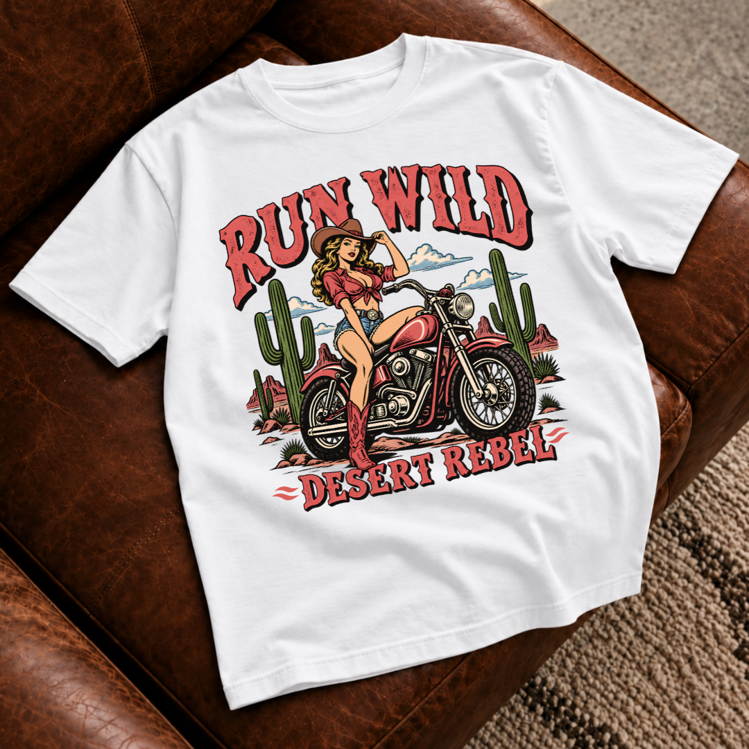 Run Wild Cowgirl Motorcycle T-Shirt
